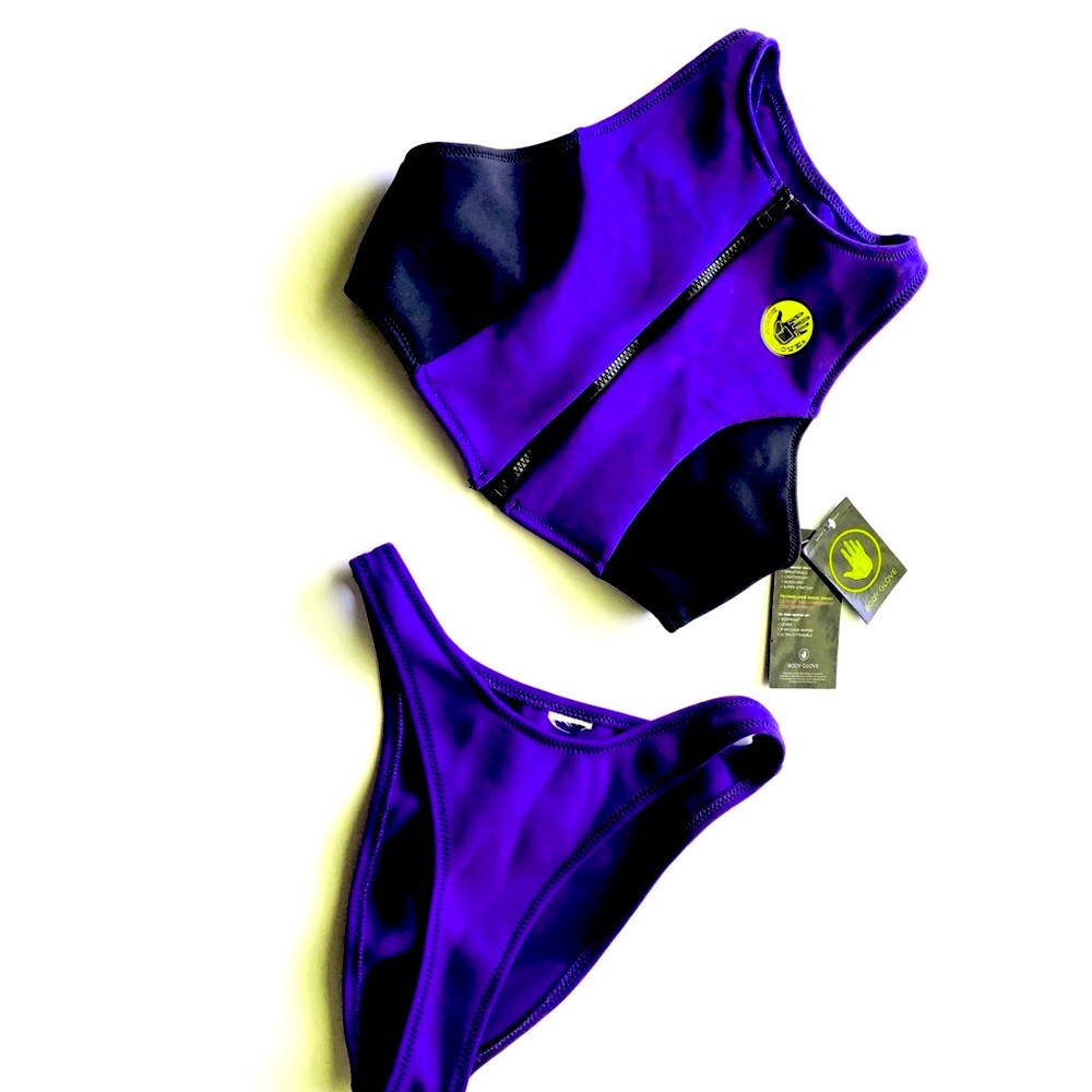 Body Glove Vintage Purple High Waist High Cut Neoprene Surf Bikini Swim Bottoms - Picture 3 of 10